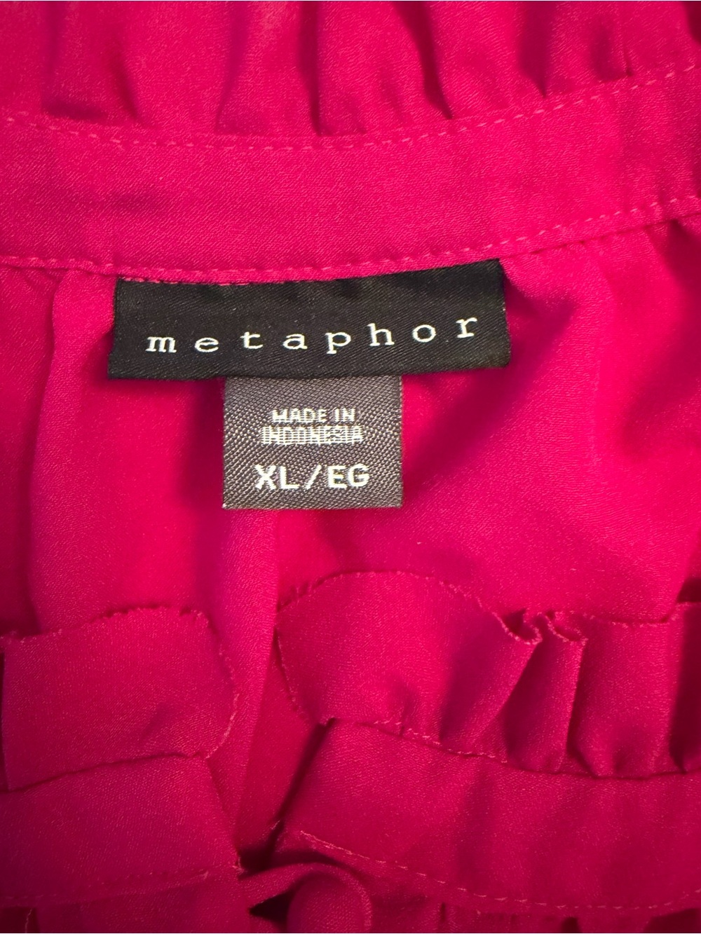 Women’s Fuchsia Ruffle Button-Front blouse - Picture 3 of 4